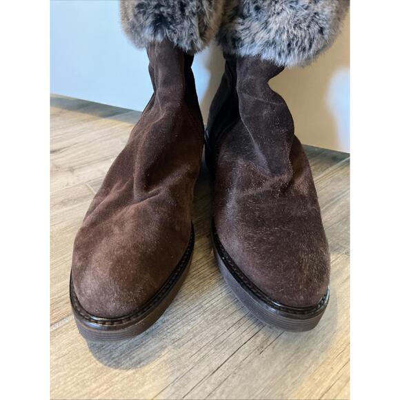 AQUATALIA “KATHY” BROWN SUEDE FAUX FUR BOOTS SIZE 9 RP $600 MADE IN ITALY GC! - Picture 3 of 11